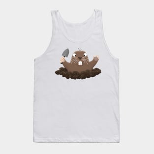 Funny pocket gopher digging cartoon illustration Tank Top